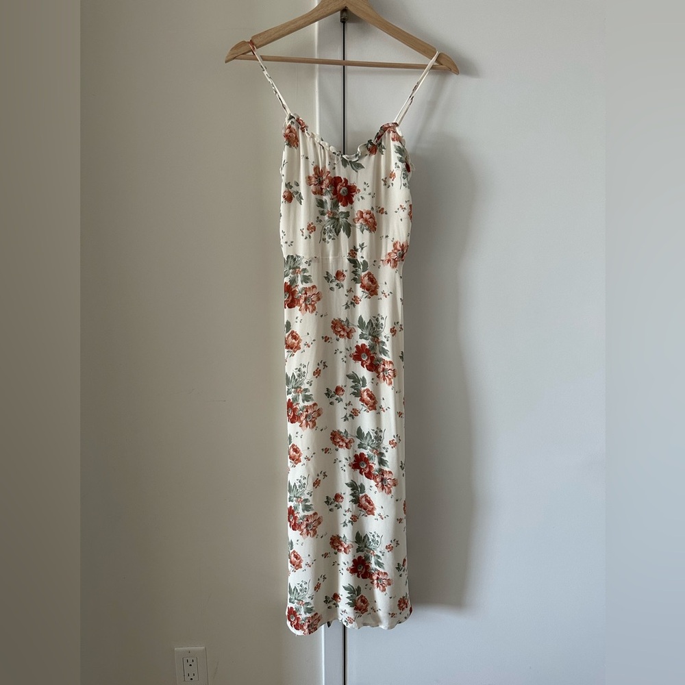 Reformation Red and White/Cream Spaghetti Strap Midi Sundress